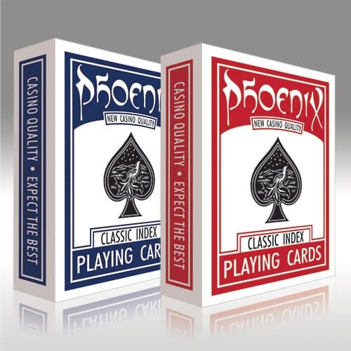 Phoenix Decks in rot und blau für jeden Zauberer.